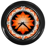 Orange_Sri_Yantra Wall Clock (Black)