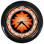 Orange_Sri_Yantra Wall Clock (Black)