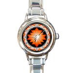 Orange_Sri_Yantra Round Italian Charm Watch