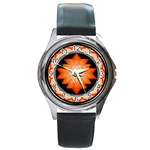 Orange_Sri_Yantra Round Metal Watch