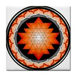 Orange_Sri_Yantra Tile Coaster