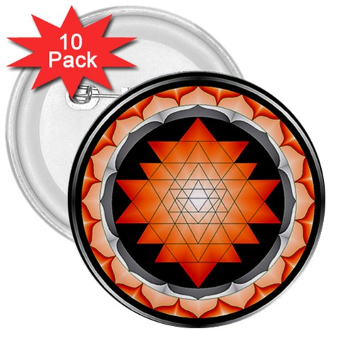 Orange_Sri_Yantra 3  Button (10 pack) from ArtsNow.com Front