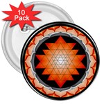 Orange_Sri_Yantra 3  Button (10 pack)