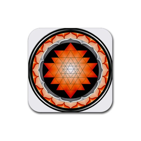 Orange_Sri_Yantra Rubber Coaster (Square) from ArtsNow.com Front