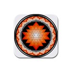 Orange_Sri_Yantra Rubber Square Coaster (4 pack)