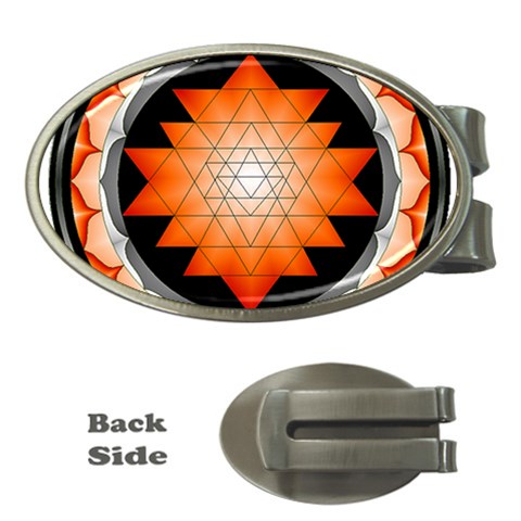 Orange_Sri_Yantra Money Clip (Oval) from ArtsNow.com Front