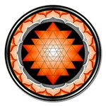 Orange_Sri_Yantra Magnet 5  (Round)