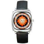 Orange_Sri_Yantra Square Metal Watch