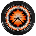 Orange_Sri_Yantra Wall Clock (Black)