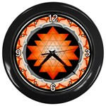 Orange_Sri_Yantra Wall Clock (Black)