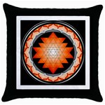 Orange_Sri_Yantra Throw Pillow Case (Black)