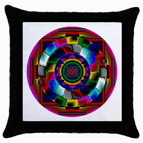 Sri Yantra Throw Pillow Case (Black) from ArtsNow.com Front