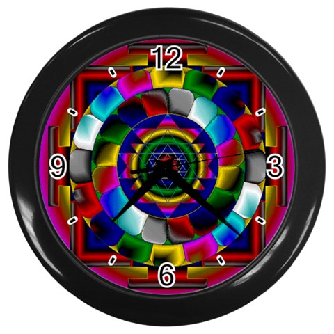 Sri Yantra Wall Clock (Black with 4 black numbers) from ArtsNow.com Front