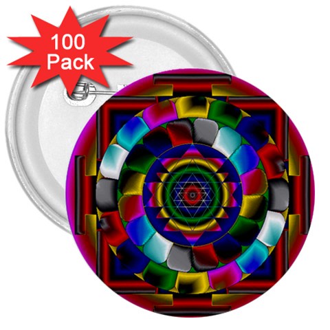 Sri Yantra 3  Button (100 pack) from ArtsNow.com Front