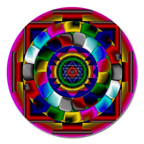 Sri Yantra Magnet 5  (Round) from ArtsNow.com Front