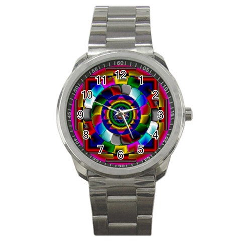 Sri Yantra Sport Metal Watch from ArtsNow.com Front