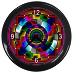 Sri Yantra Wall Clock (Black with 4 white numbers)