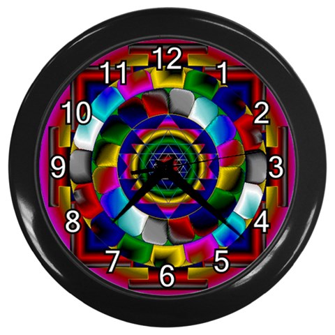 Sri Yantra Wall Clock (Black with 12 white numbers) from ArtsNow.com Front
