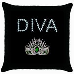 diva pillow case Throw Pillow Case (Black)