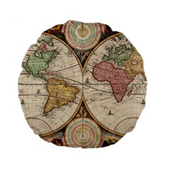 1730 Stoopendaal Map Of The World In Two Hemispheres   Geographicus   Wereltcaert Stoopendaal 1730 15  Premium Round Cushion  from ArtsNow.com Back