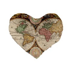 1730 Stoopendaal Map Of The World In Two Hemispheres   Geographicus   Wereltcaert Stoopendaal 1730 16  Premium Heart Shape Cushion  from ArtsNow.com Front