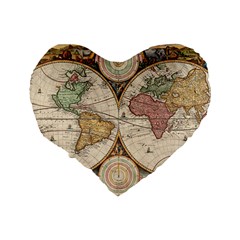 1730 Stoopendaal Map Of The World In Two Hemispheres   Geographicus   Wereltcaert Stoopendaal 1730 16  Premium Heart Shape Cushion  from ArtsNow.com Back