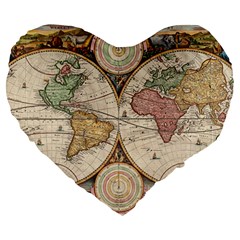 1730 Stoopendaal Map Of The World In Two Hemispheres   Geographicus   Wereltcaert Stoopendaal 1730 19  Premium Heart Shape Cushion from ArtsNow.com Front