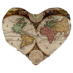 1730 Stoopendaal Map Of The World In Two Hemispheres   Geographicus   Wereltcaert Stoopendaal 1730 19  Premium Heart Shape Cushion from ArtsNow.com Back