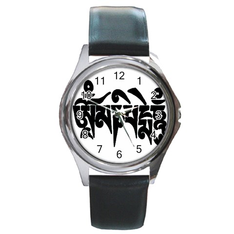 OMPH Text Round Metal Watch from ArtsNow.com Front