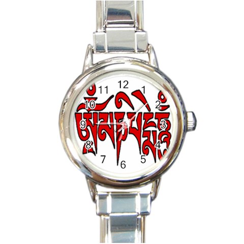 OMPH Text Round Italian Charm Watch from ArtsNow.com Front