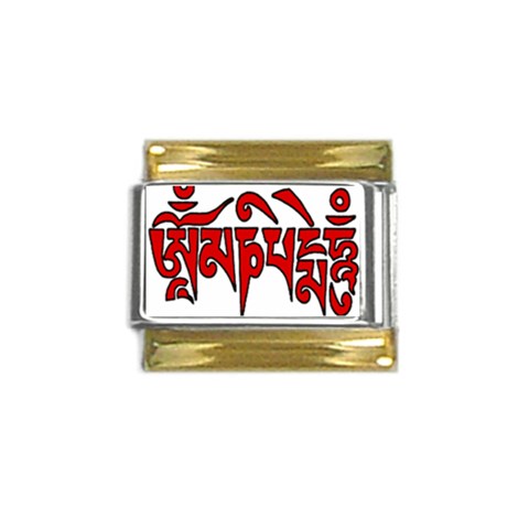 OMPH Text Gold Trim Italian Charm (9mm) from ArtsNow.com Front