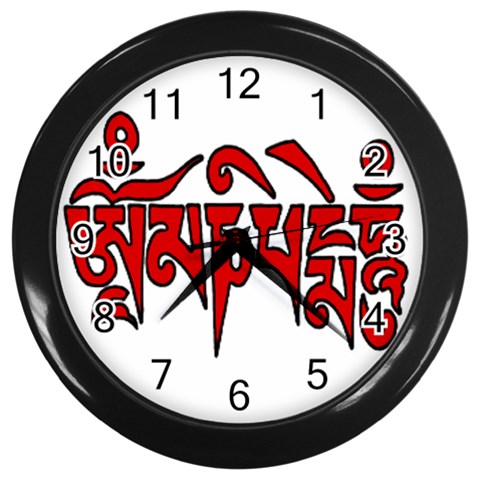 OMPH text  Wall Clock (Black with 12 black numbers) from ArtsNow.com Front