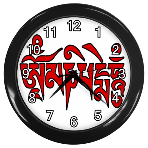OMPH text  Wall Clock (Black with 12 white numbers) from ArtsNow.com Front