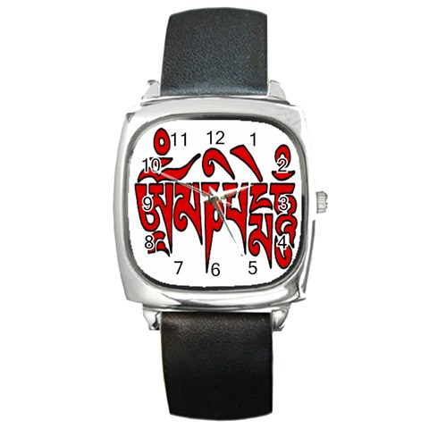 OMPH Text Square Metal Watch from ArtsNow.com Front
