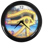 Horus Eye1 Wall Clock (Black with 4 black numbers)