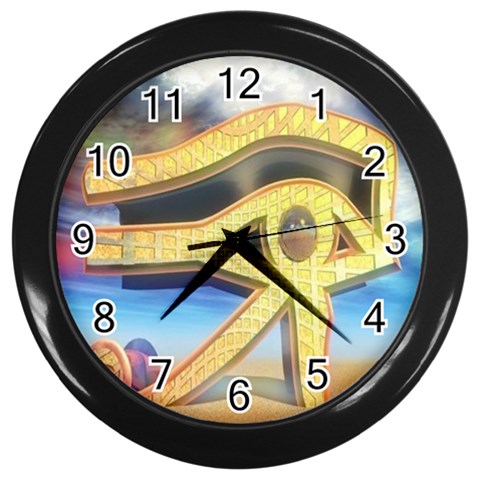 Horus Eye1  Wall Clock (Black with 12 black numbers) from ArtsNow.com Front