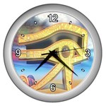 Horus Eye1  Wall Clock (Silver with 4 white numbers)