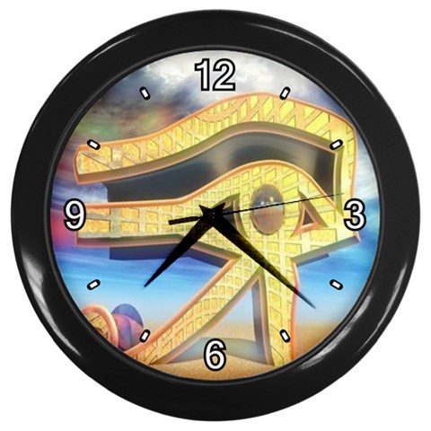 Horus Eye1  Wall Clock (Black with 4 white numbers) from ArtsNow.com Front
