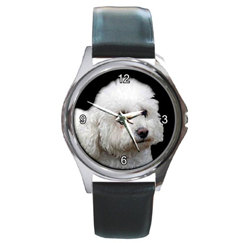 Bichon Frise Round Metal Watch from ArtsNow.com Front