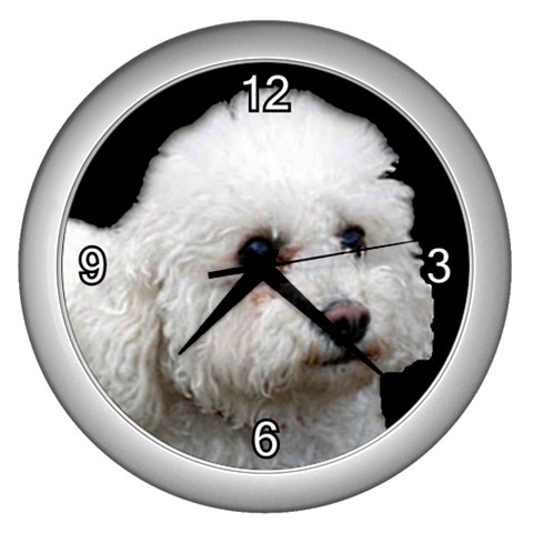 Bichon Frise Wall Clock (Silver) from ArtsNow.com Front