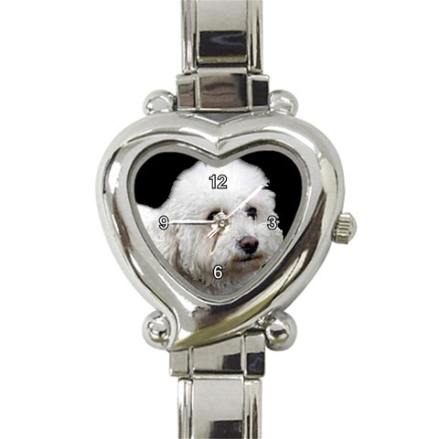 Bichon Frise Heart Italian Charm Watch from ArtsNow.com Front