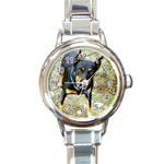 doberman pinscher Round Italian Charm Watch
