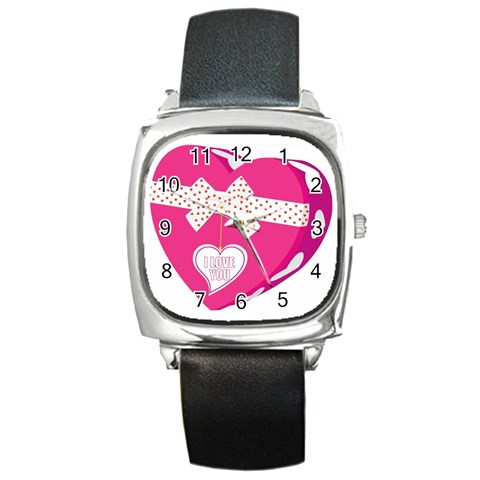 I Love You Square Metal Watch from ArtsNow.com Front
