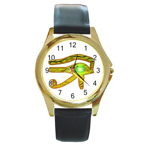 Horus Eye2 Round Gold Metal Watch from ArtsNow.com Front