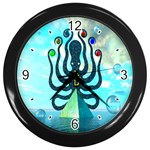 Star Nation Octopus Wall Clock (Black with 4 black numbers)