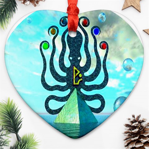 Star Nation Octopus Ornament (Heart) from ArtsNow.com Front