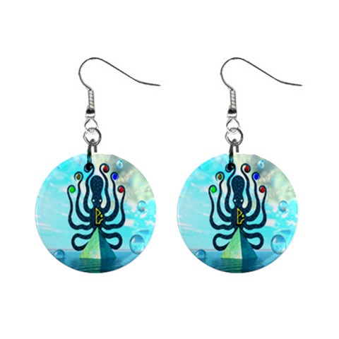 Star Nation Octopus 1  Button Earrings from ArtsNow.com Front