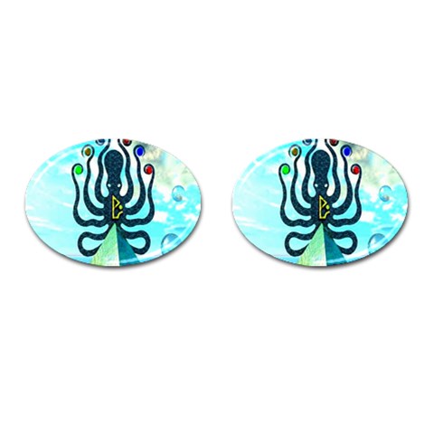 Star nation octopus Cufflinks (Oval) from ArtsNow.com Front(Pair)