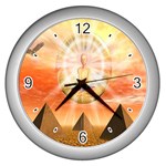 Divine Rayship Wall Clock (Silver with 4 black numbers)