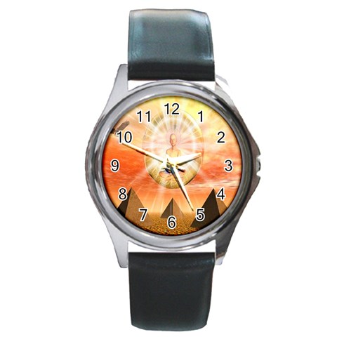 Divine Rayship Round Metal Watch from ArtsNow.com Front